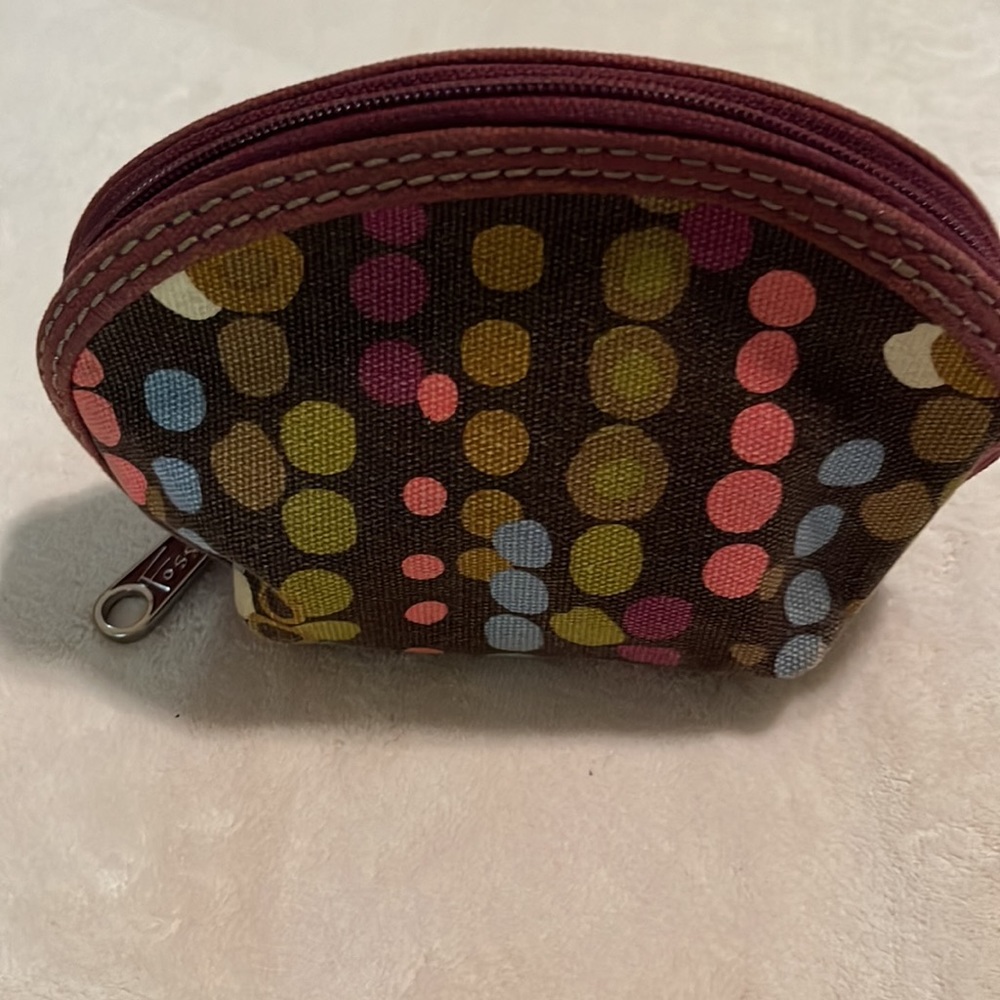 Fossil Small Dome Multicolor Dots Canvas Makeup P… - image 2